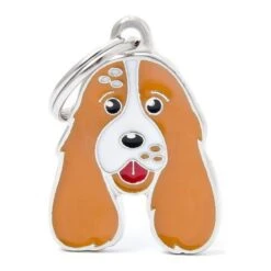 Médaille Chien Cocker Blanc Et Orange
