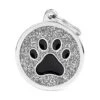 Médaille Shine Patte Grand Rond Glitter Gris/Noir -Pedigree || Duvo Soldes medaille shine patte grand rond glitter gris noir gl06grey my family